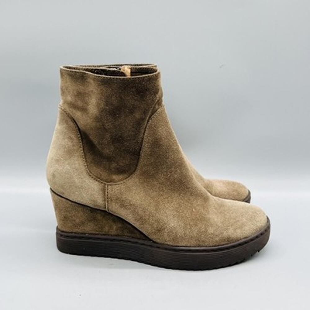 Sofft Boots Womens 6.5 Brown Suede KHELE22 Ankle Zip Wedge Booties Shoes